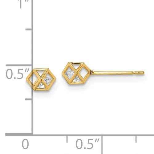 14k Gold Encased CZ Post Earrings