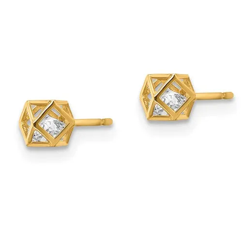 14k Gold Encased CZ Post Earrings