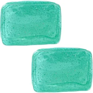 2PCS Transparent Green Star Cosmetic Bag, Measuring 9.84 * 2.36 * 7.08 inches, Washing Storage Pouches for Travel and Daily Life (Green star-2pcs)