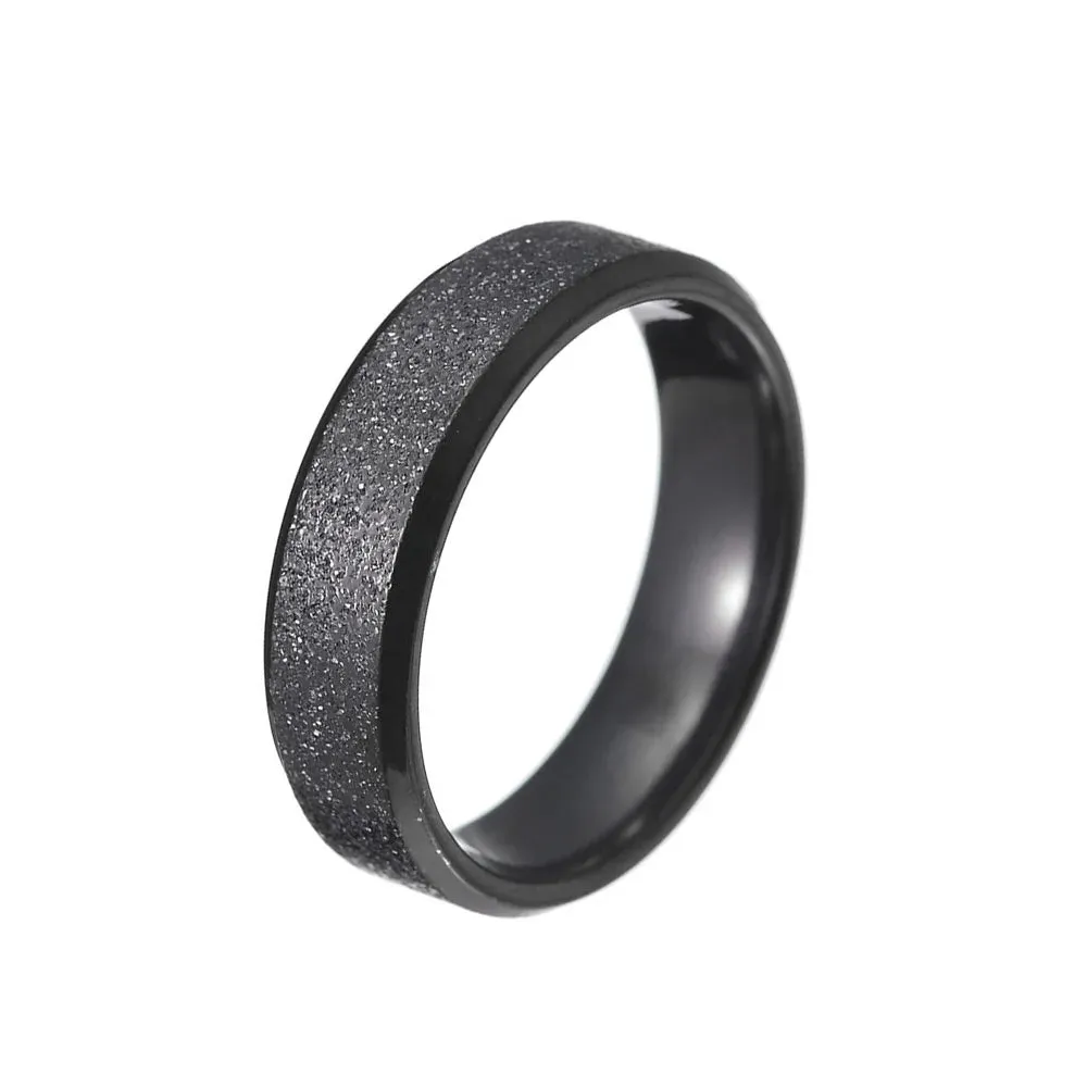 8mm Stainless Steel Men Rings Wholesale Black Groove Matte Wedding Engagement Party Gift Anniversary Rings For Women Jewelry