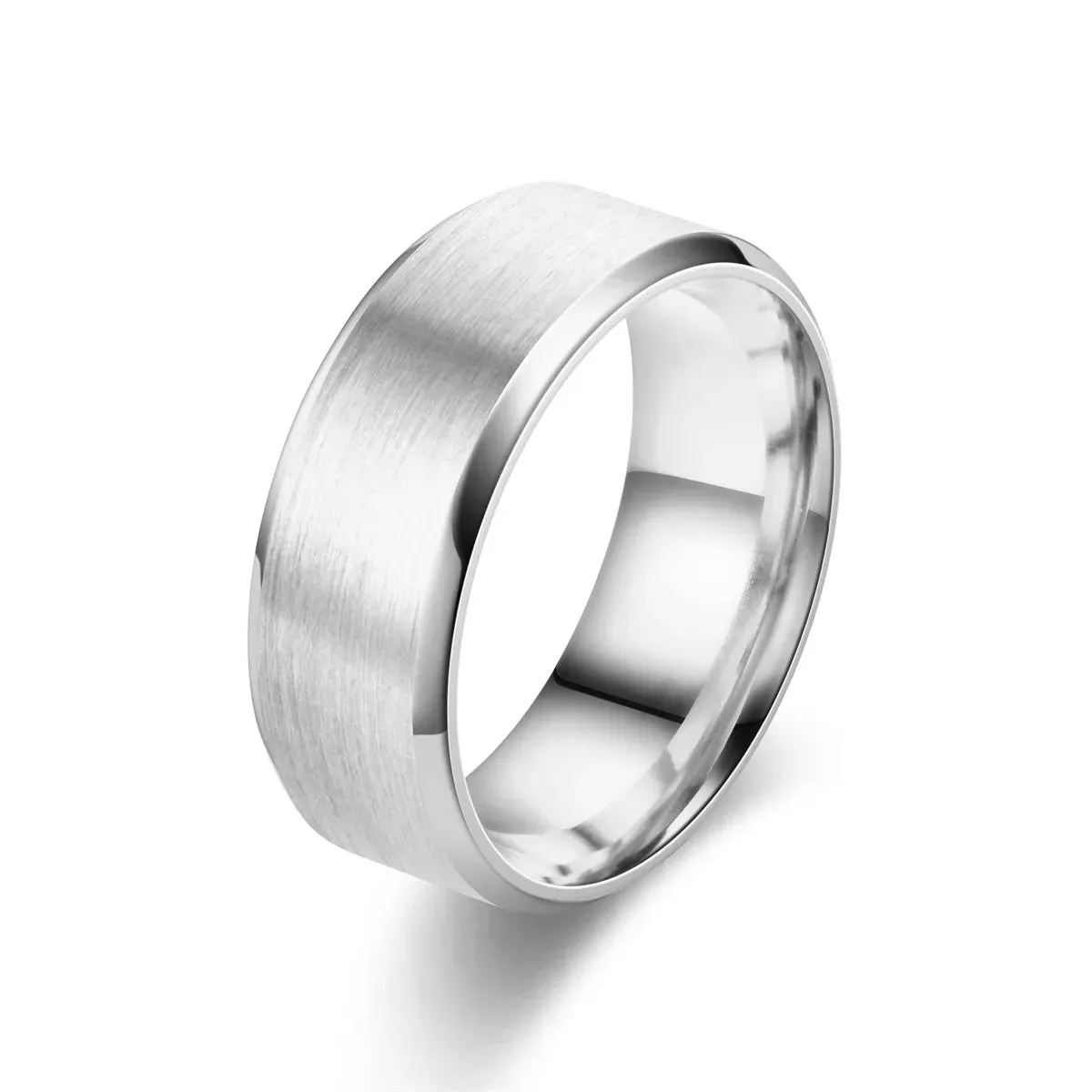 8mm Stainless Steel Men Rings Wholesale Black Groove Matte Wedding Engagement Party Gift Anniversary Rings For Women Jewelry