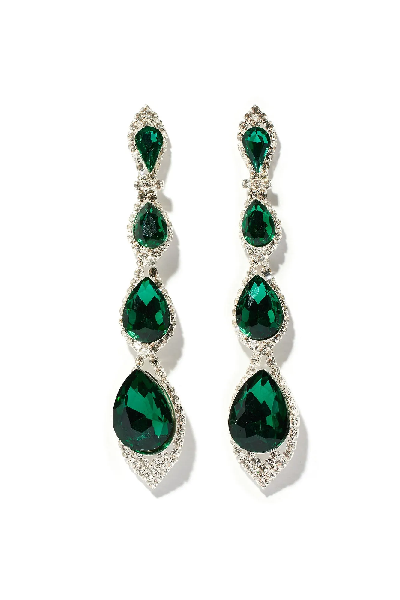 A Touch Of Elegance Earrings - Silver/Green