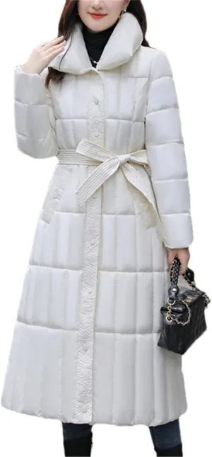 Adhdyuud Women Long Down Cotton Parkas Coat Thicken Warm Cotton Padded Jacket Cold Windbreak Winter Jackets