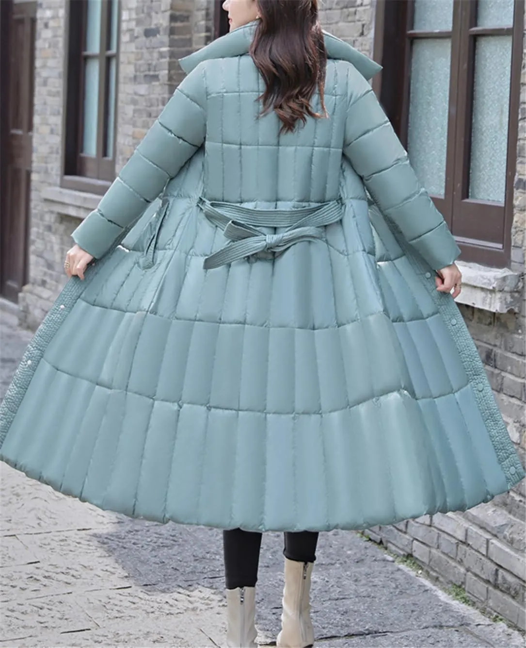 Adhdyuud Women Long Down Cotton Parkas Coat Thicken Warm Cotton Padded Jacket Cold Windbreak Winter Jackets