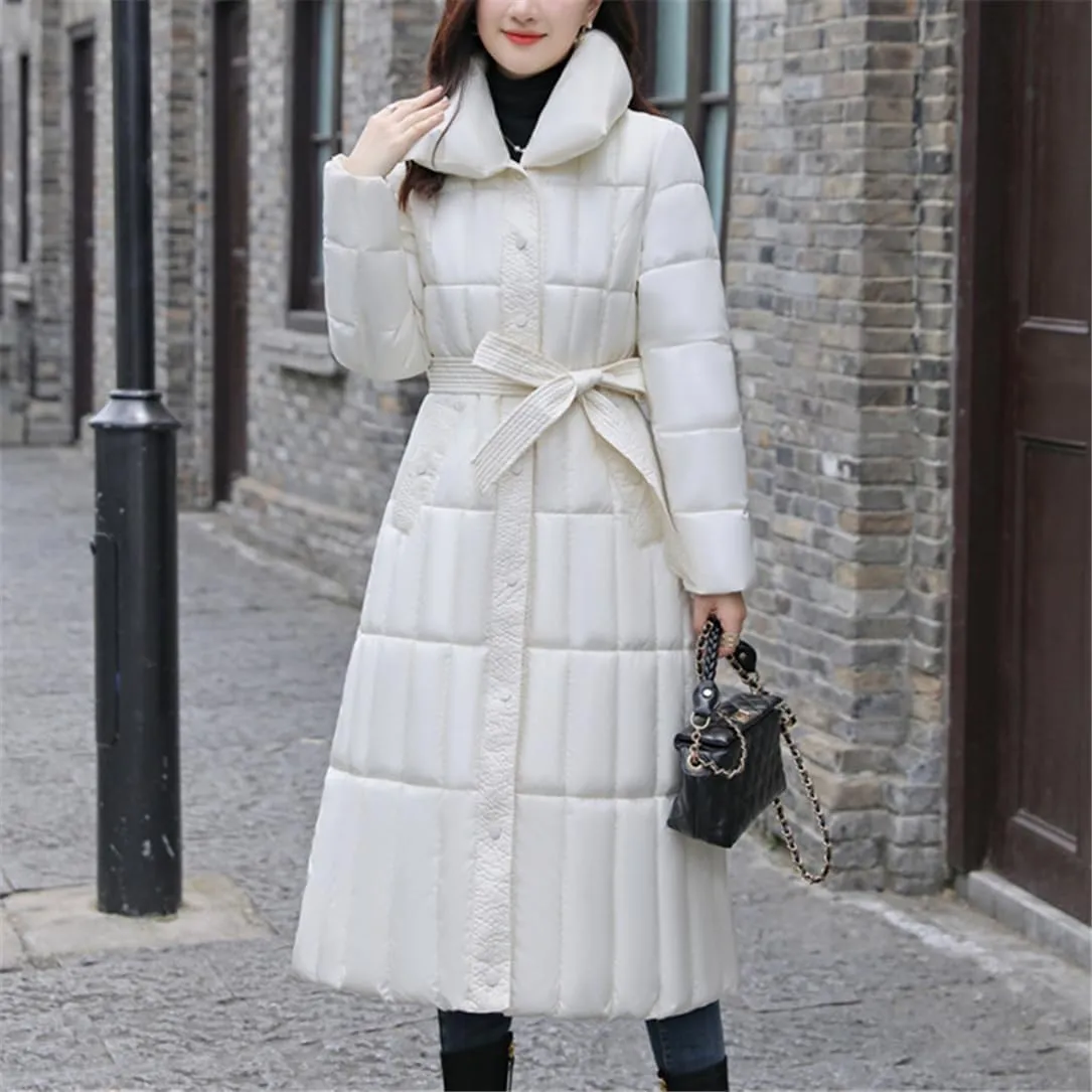Adhdyuud Women Long Down Cotton Parkas Coat Thicken Warm Cotton Padded Jacket Cold Windbreak Winter Jackets