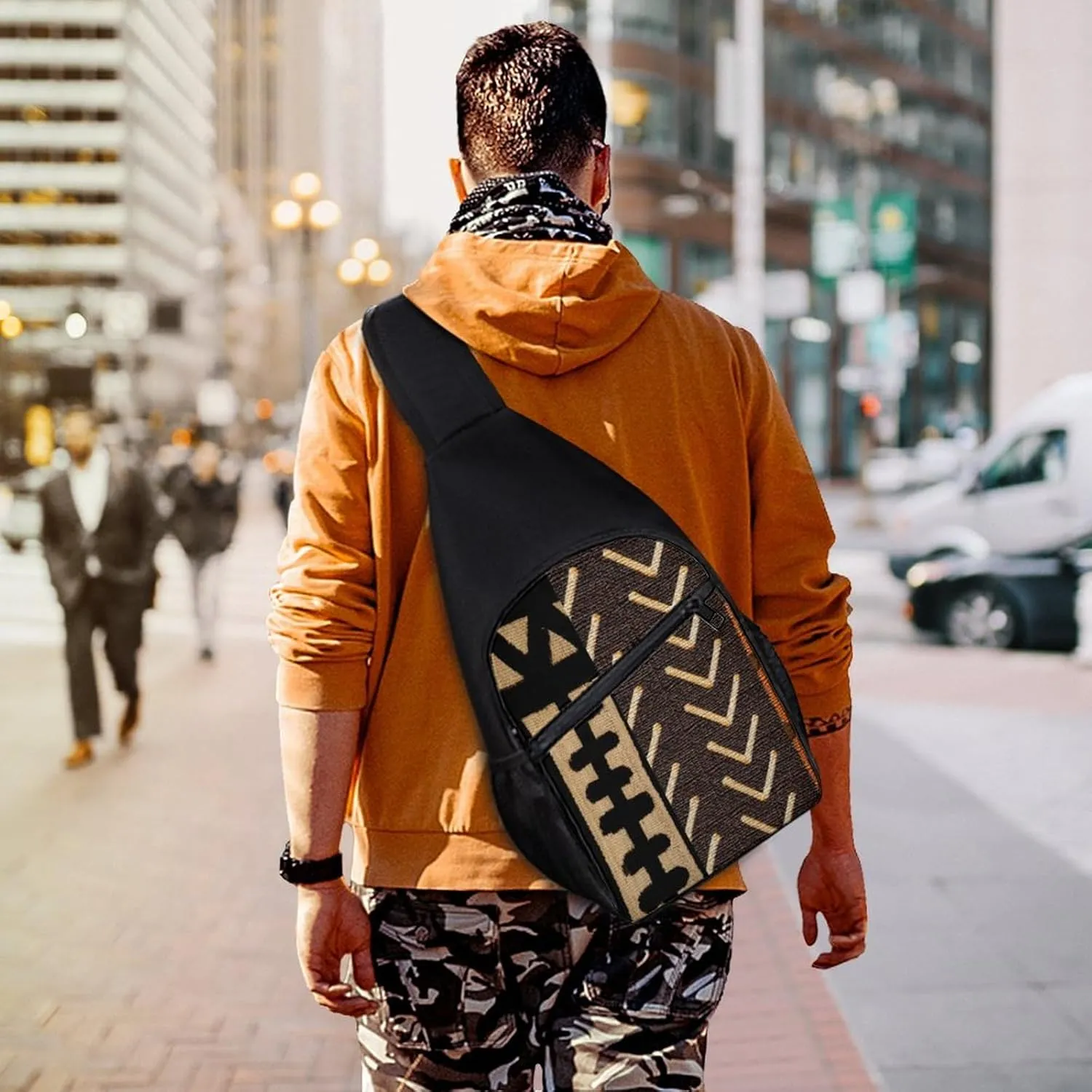 African Mud Cloth Print Simple And Atmospheric Large Capacity Chest Bag