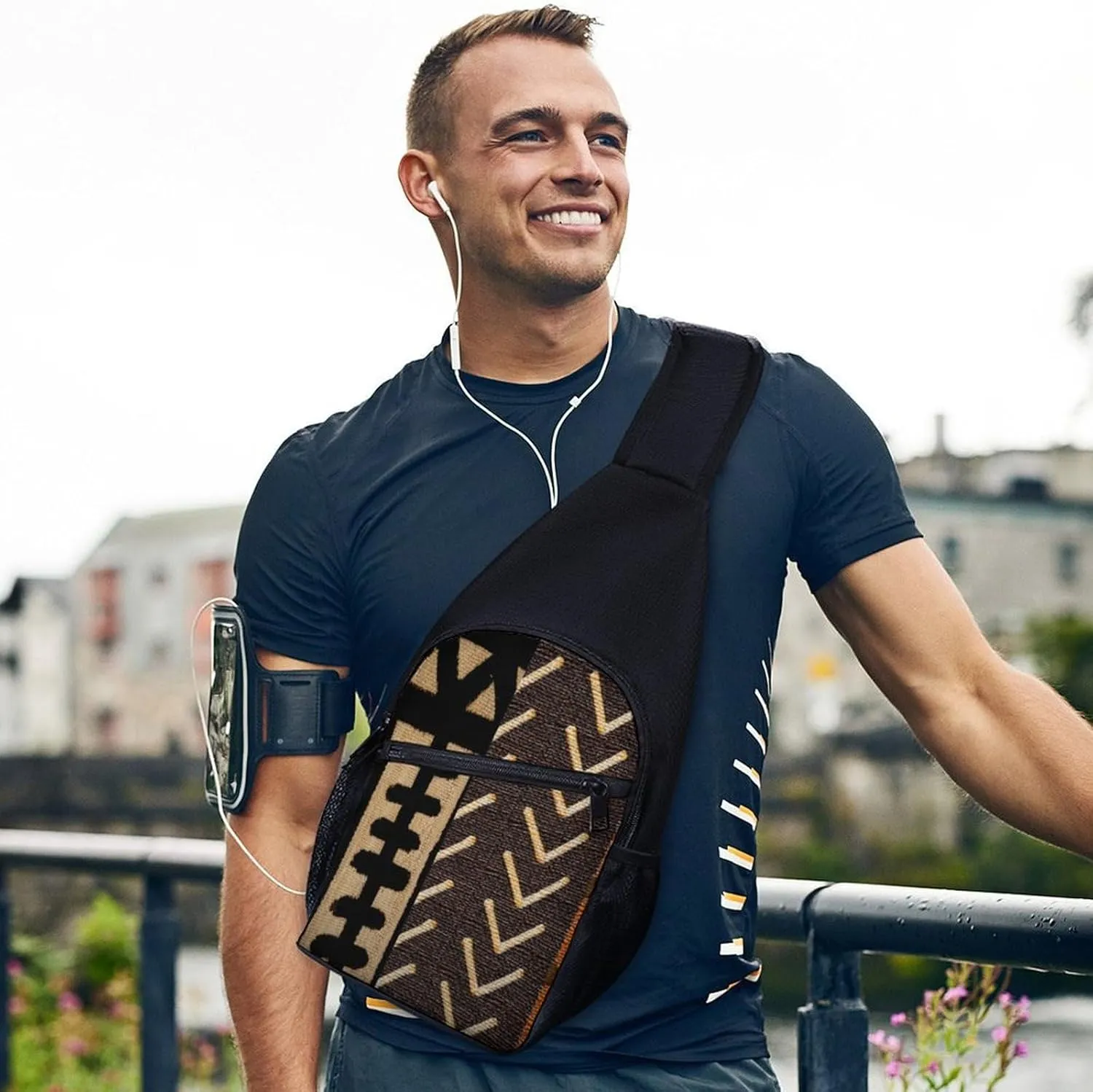 African Mud Cloth Print Simple And Atmospheric Large Capacity Chest Bag