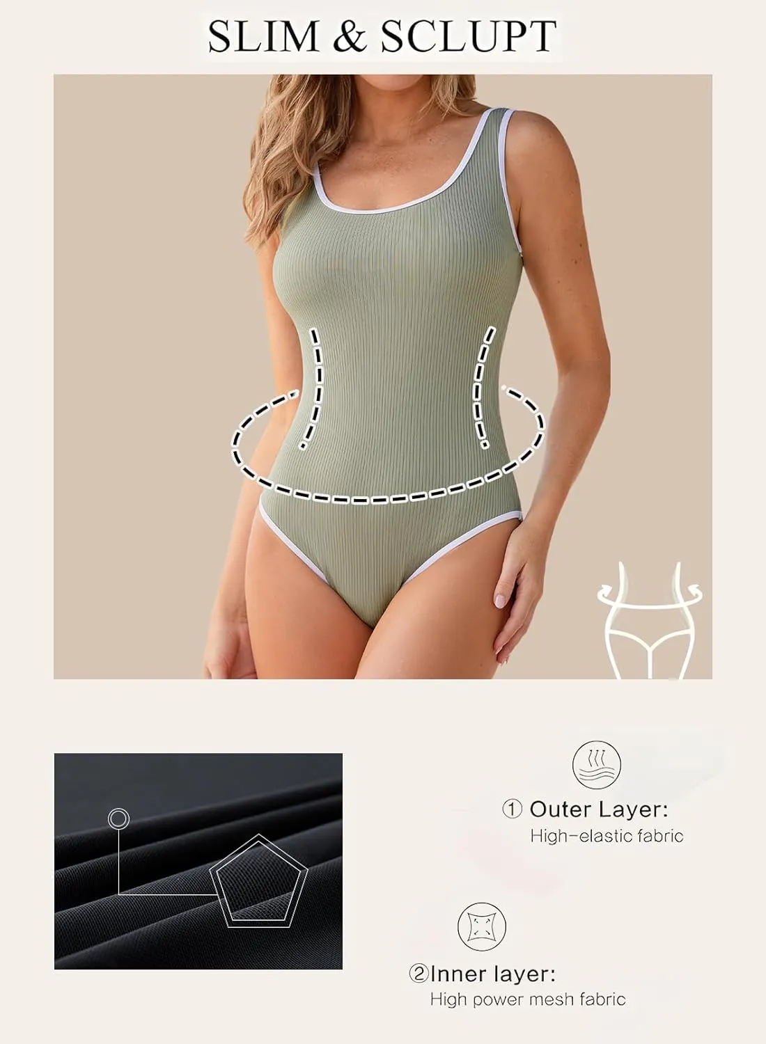 Aleumdr Slimming One Piece Swimsuit for Women Ribbed High Cut Bathing Suit Color Block Sporty Swimwear 2025