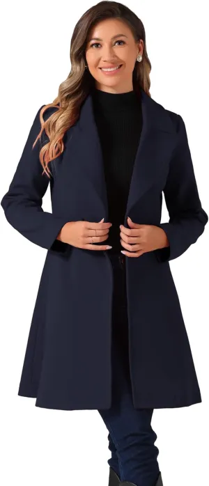 Allegra K Winter Peacoat for Women's Shawl Lapel Overcoat 2024 Single Breasted Belted Long Trench Coats
