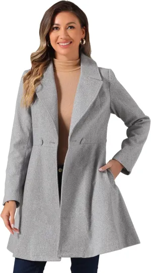 Allegra K Winter Peacoat for Women's Shawl Lapel Overcoat 2024 Single Breasted Belted Long Trench Coats