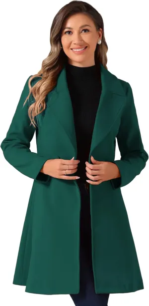 Allegra K Winter Peacoat for Women's Shawl Lapel Overcoat 2024 Single Breasted Belted Long Trench Coats