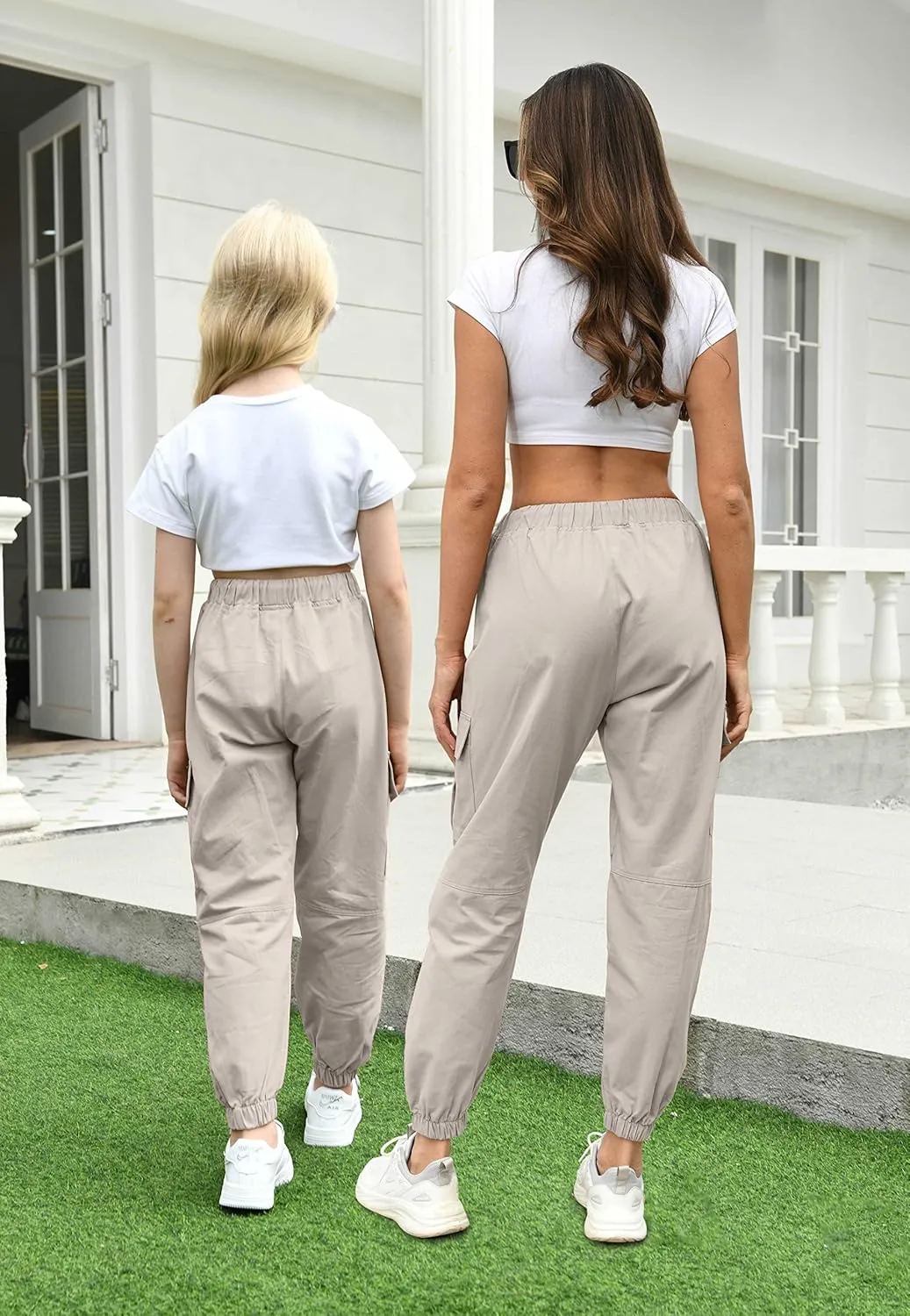 AOWKULAE Girls & Womens Casual Cargo Jogger Pants, 6 Years - Women 3XL