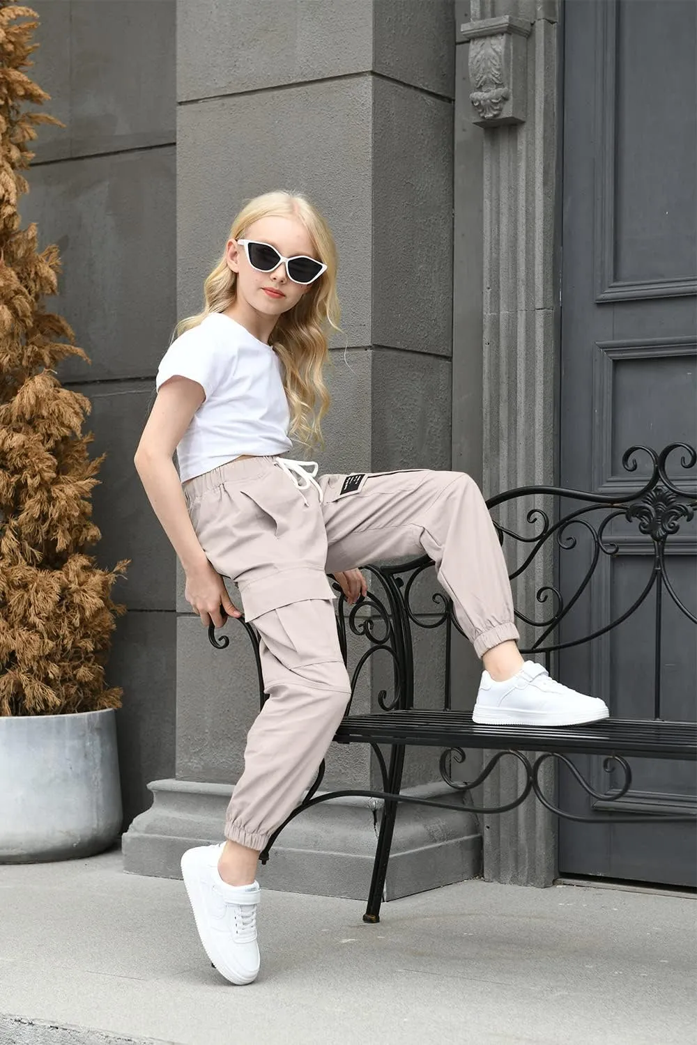 AOWKULAE Girls & Womens Casual Cargo Jogger Pants, 6 Years - Women 3XL