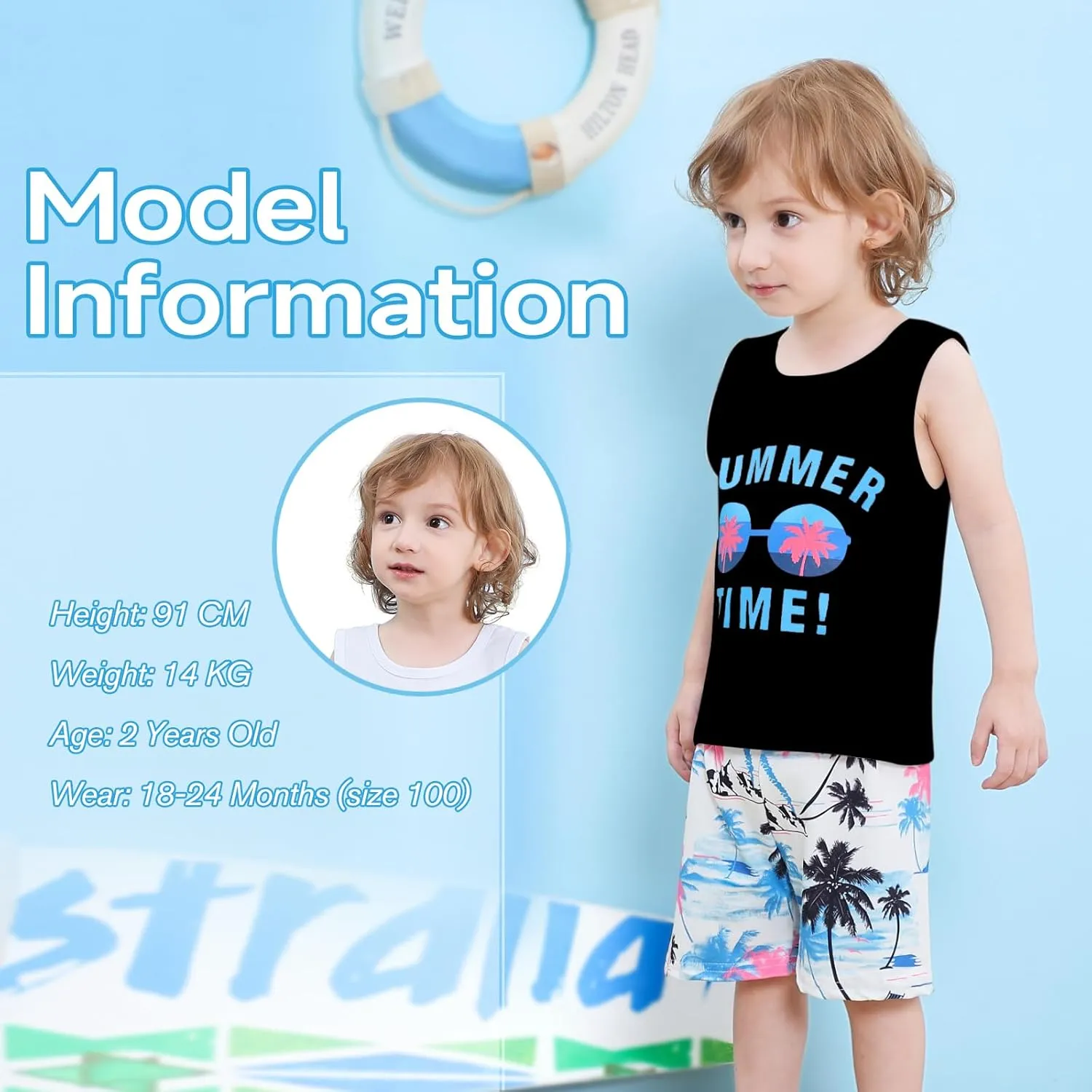 Baby Boy Clothes Toddler Boy Summer Outfits Kids Sleeveless Tank Tops Shorts Set Letter Print Hawaii Beach Clothes