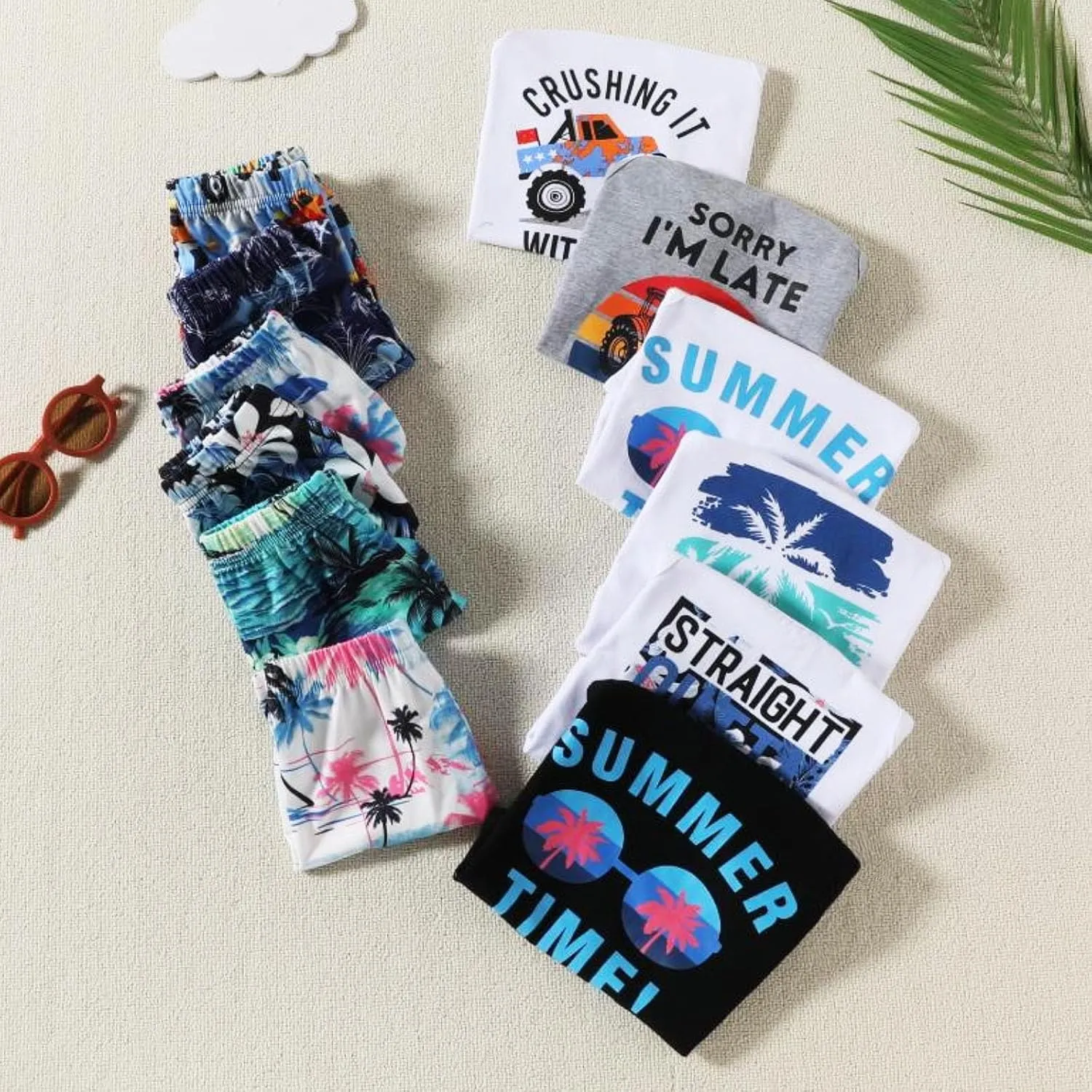 Baby Boy Clothes Toddler Boy Summer Outfits Kids Sleeveless Tank Tops Shorts Set Letter Print Hawaii Beach Clothes
