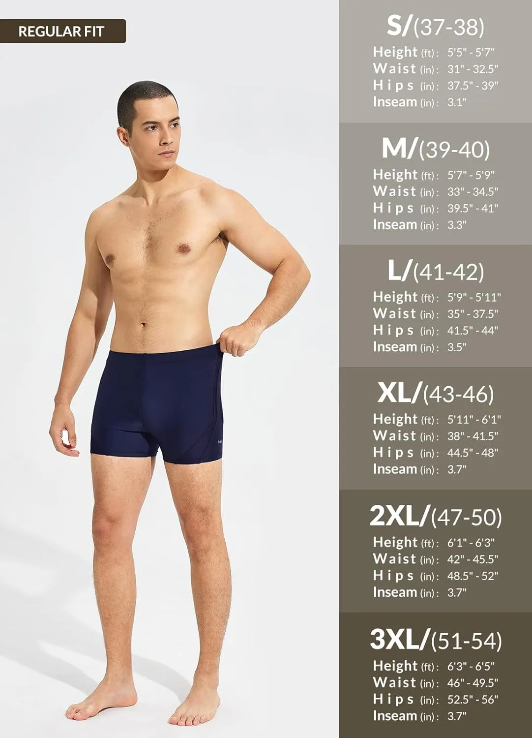 baleaf Men's Athletic Swimwear Jammers Square Leg Sporty Lap Swim Trunks Training Racing UPF50  Swimsuit