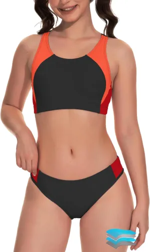 Beautikini Period Swimwear Two Piece Menstrual Leakproof Swimsuit Sporty Bikini Sets Bathing Suit for Teen Girl