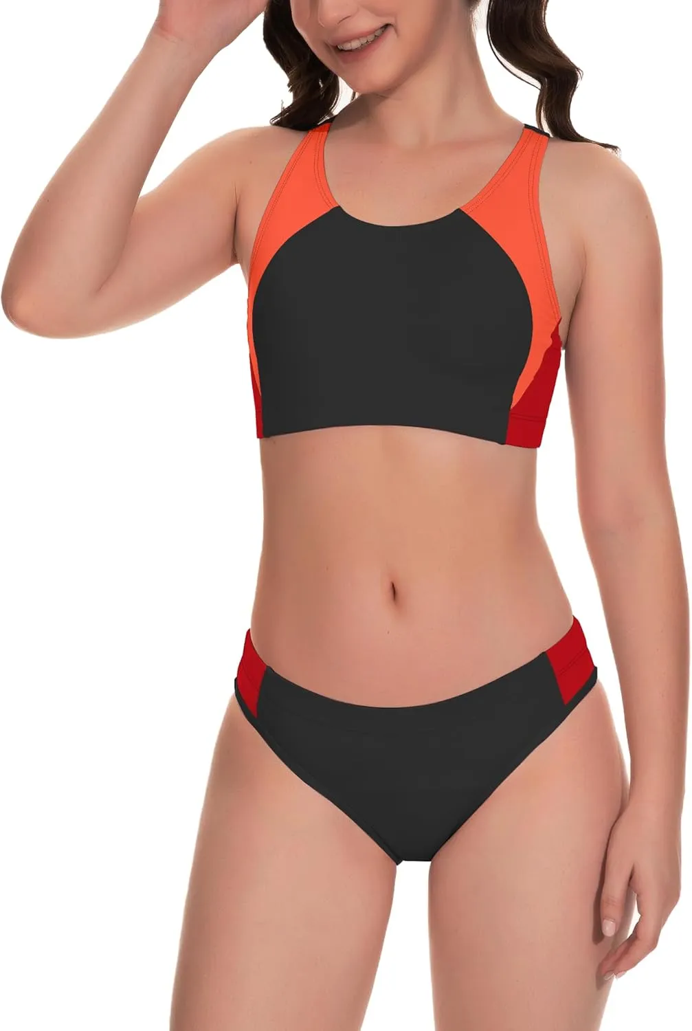 Beautikini Period Swimwear Two Piece Menstrual Leakproof Swimsuit Sporty Bikini Sets Bathing Suit for Teen Girl