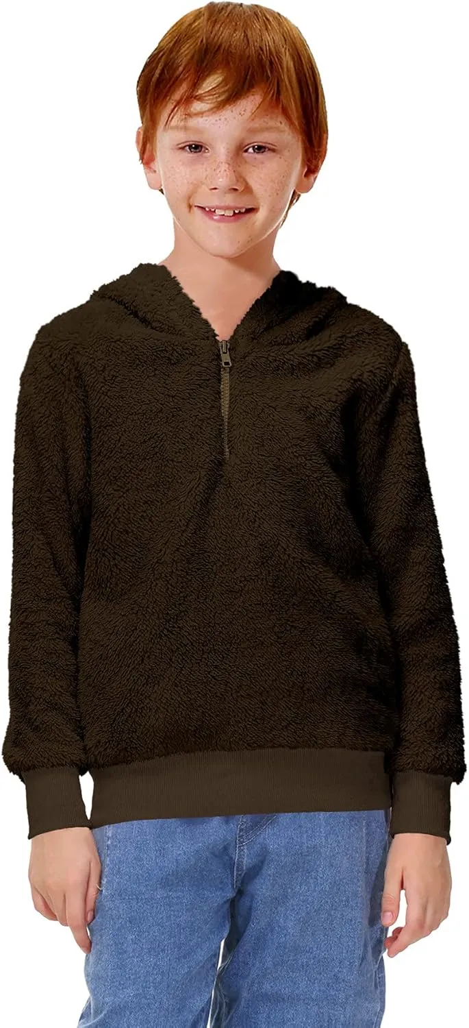 BesserBay Kid's Girls Fleece Hoodie 1/4 Zip Up Solid Fuzzy Sweatshirt with Pocket 4-12 Years