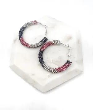 Black Pink Silver Glitter Hoop Earrings
