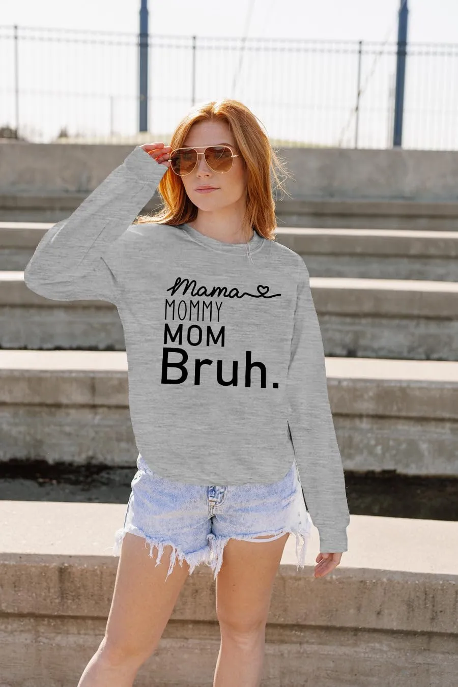 BLANCHES Mama Sweatshirt Women Mama Mommy Mom Bruh Funny Mom Life Sweatshirts Pullover Tops Casual Long Sleeve Shirt