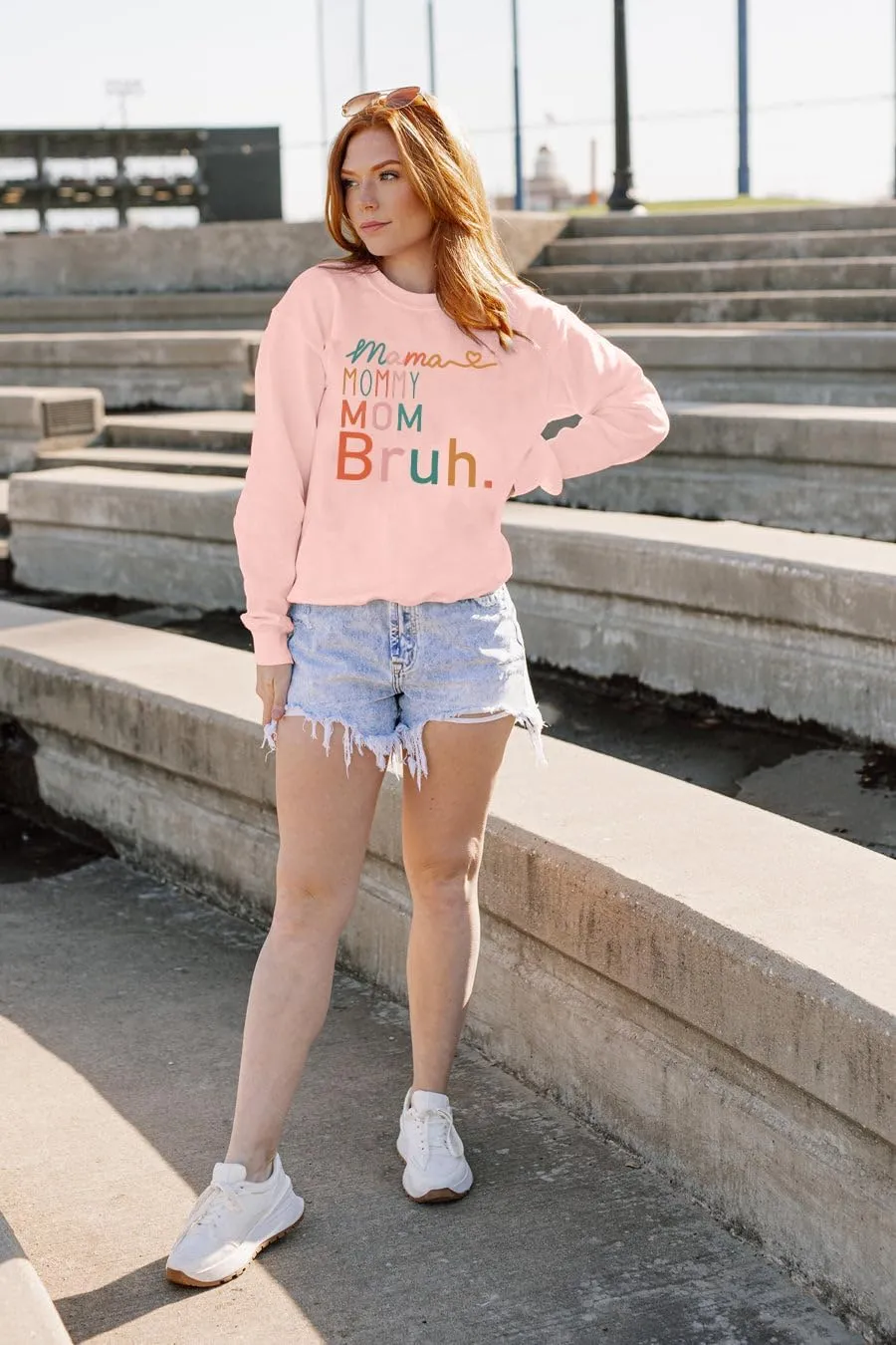 BLANCHES Mama Sweatshirt Women Mama Mommy Mom Bruh Funny Mom Life Sweatshirts Pullover Tops Casual Long Sleeve Shirt
