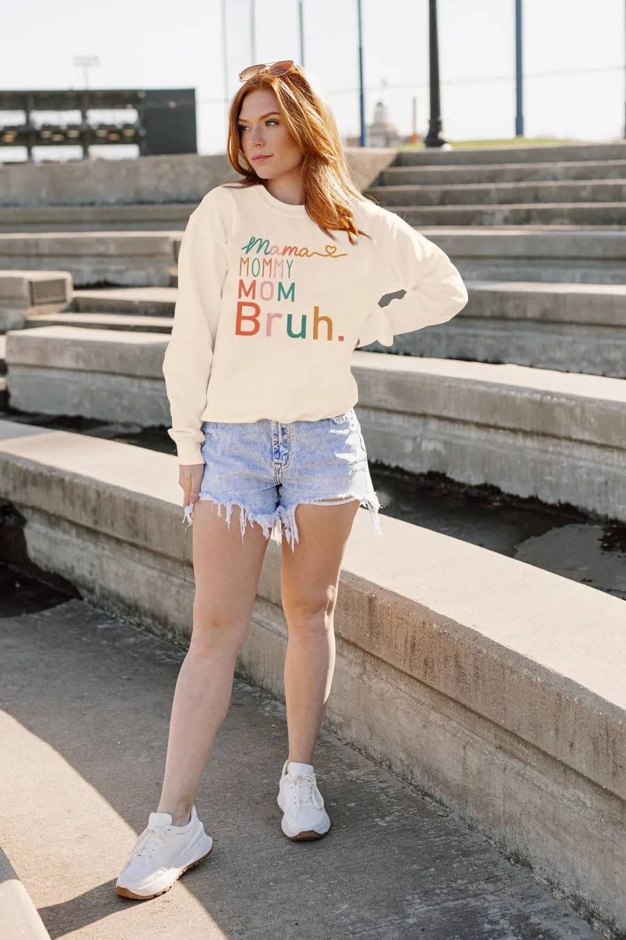 BLANCHES Mama Sweatshirt Women Mama Mommy Mom Bruh Funny Mom Life Sweatshirts Pullover Tops Casual Long Sleeve Shirt