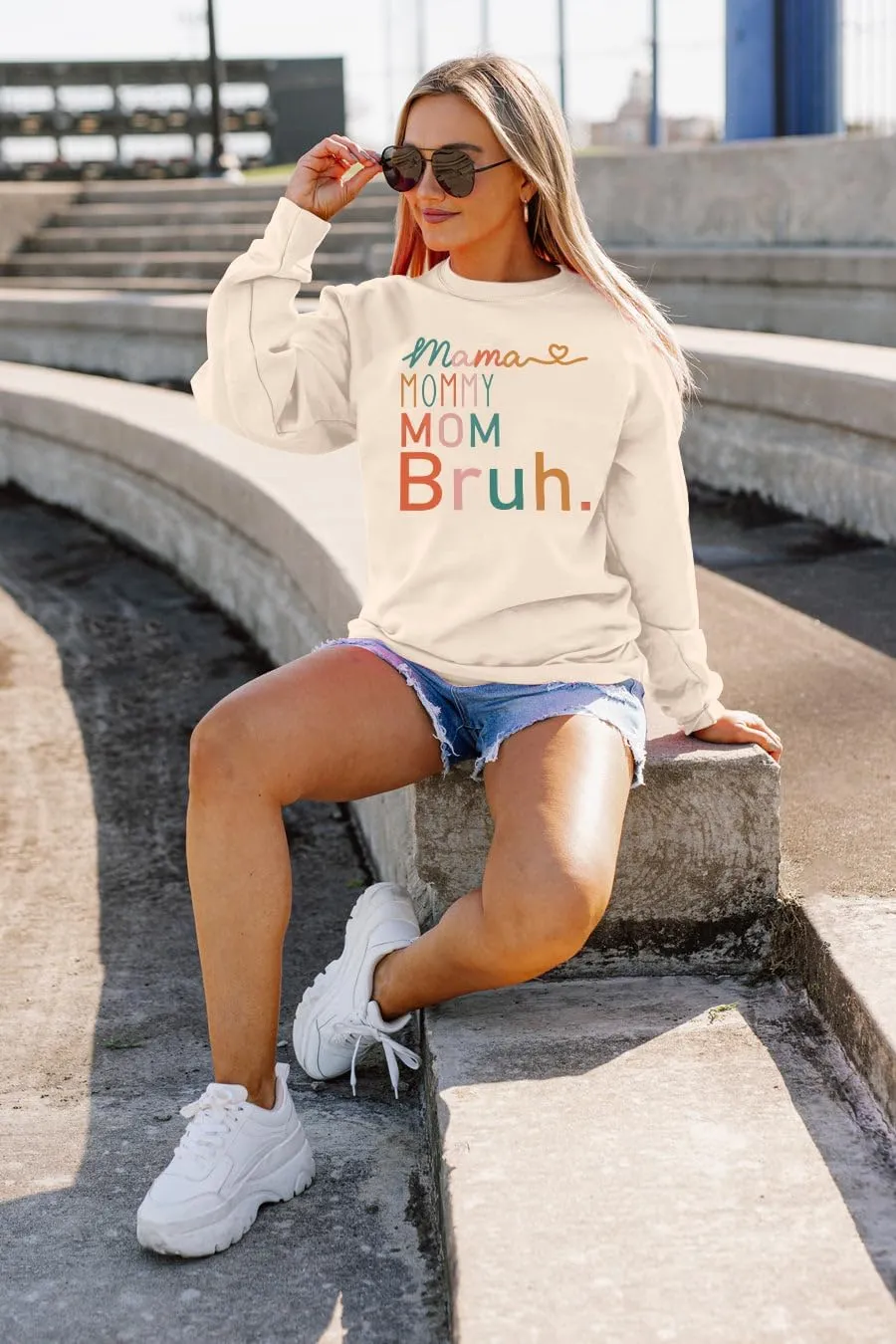 BLANCHES Mama Sweatshirt Women Mama Mommy Mom Bruh Funny Mom Life Sweatshirts Pullover Tops Casual Long Sleeve Shirt