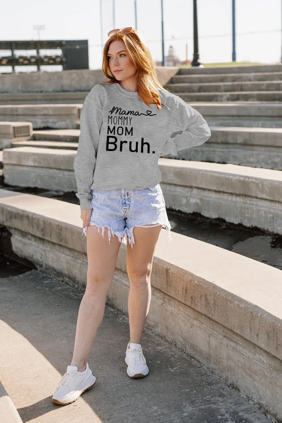 BLANCHES Mama Sweatshirt Women Mama Mommy Mom Bruh Funny Mom Life Sweatshirts Pullover Tops Casual Long Sleeve Shirt