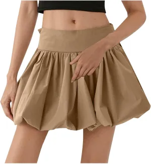 Bubble Mini Skirt Women Puffy Pleat Flare Skater Y2K Club Party Outfits