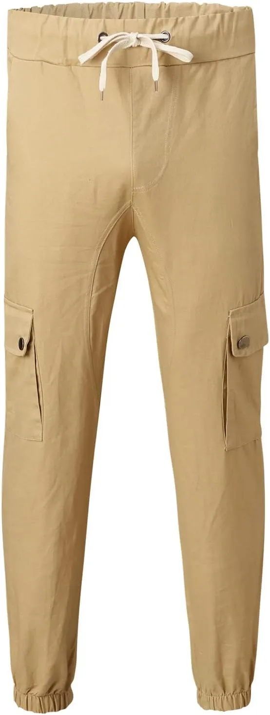 Cargo Harem Pants for Men Slim Fit Elastic Waisted Track Pants Gym Slim Fit Tapered Jpggers Lounge Trousers Trendy