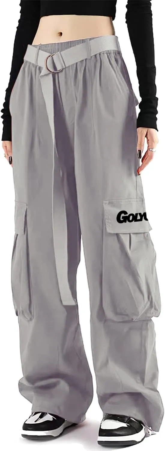 Cargo Pants Women with Pockets High Waist Baggy Casual Techwear Wide Leg Trousers Women Relaxed Fit Fashion Adjustable