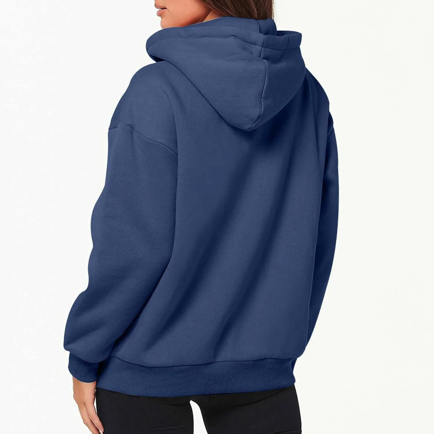 Cbcbtwo Zip Up Hoodies for Women Y2K Oversized Solid Sweatshirts Teen Girl Fall Casual Drawstring Jackets Loose Fleece Tops