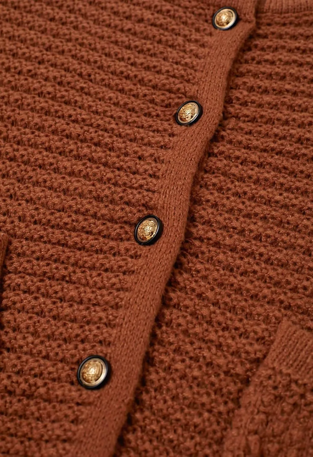 CHICWISH Women Waffle Knit Sweater Cardigan Open Front Button Crop Cardigan Long Sleeve Fall Casual Coat with Pockets
