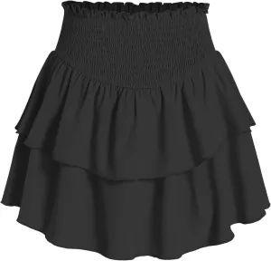 CIDER Shirred Ruffle Tiered Skort