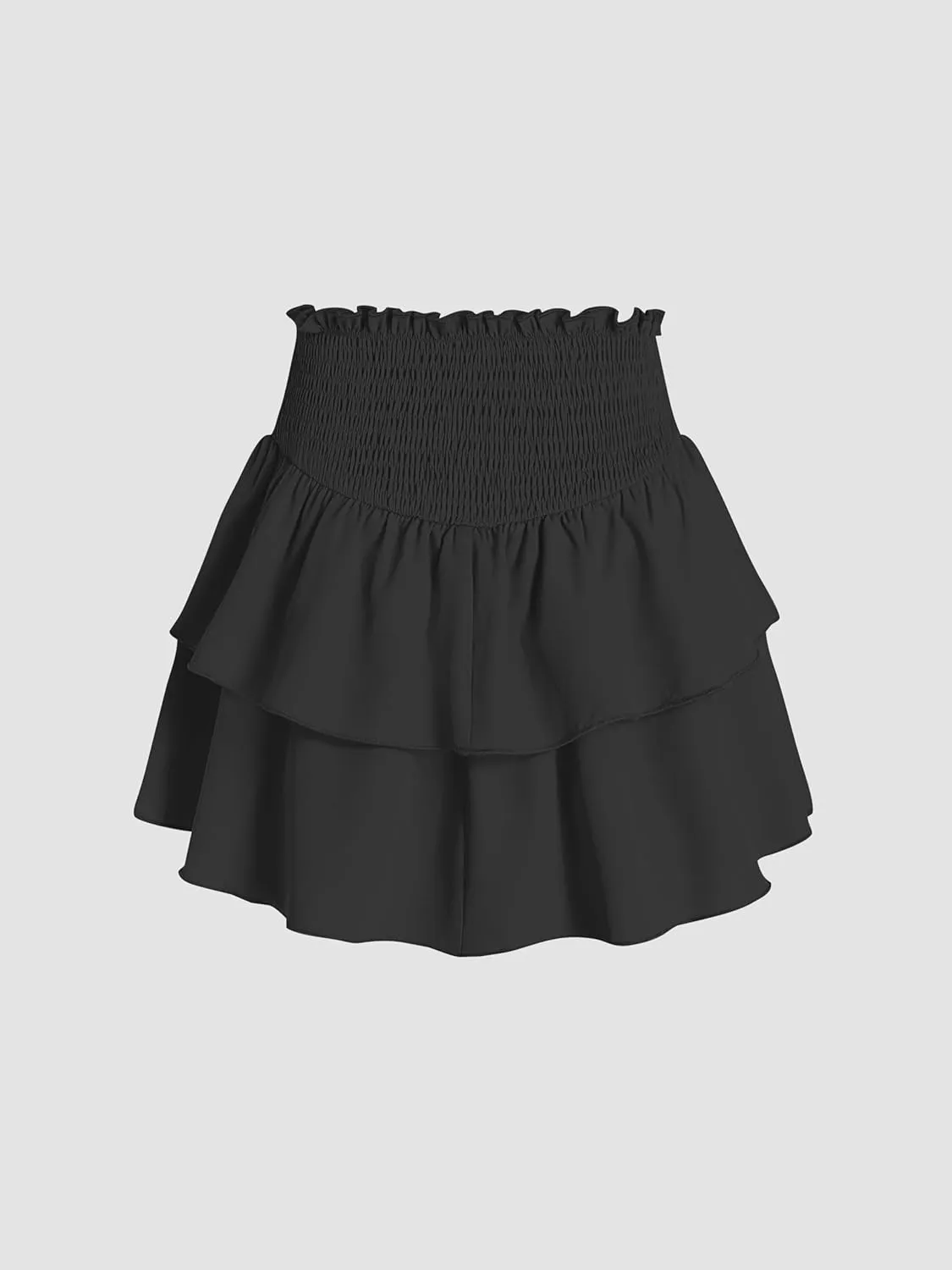 CIDER Shirred Ruffle Tiered Skort