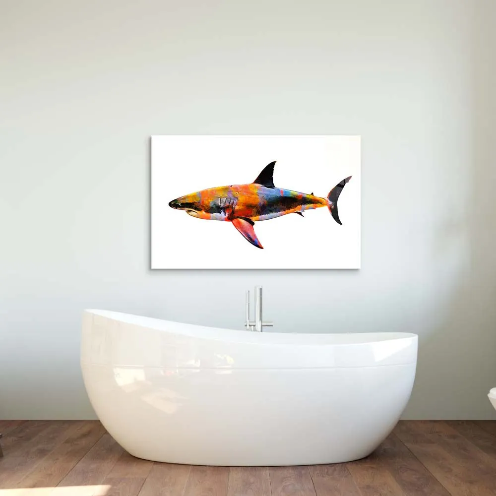 Colourful Abstract Shark Glass Wall Art