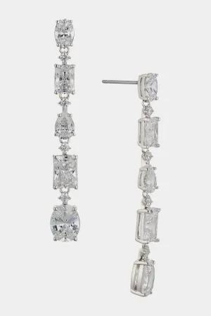 CORA MIXED CUT CZ LONG LINEAR EARRINGS