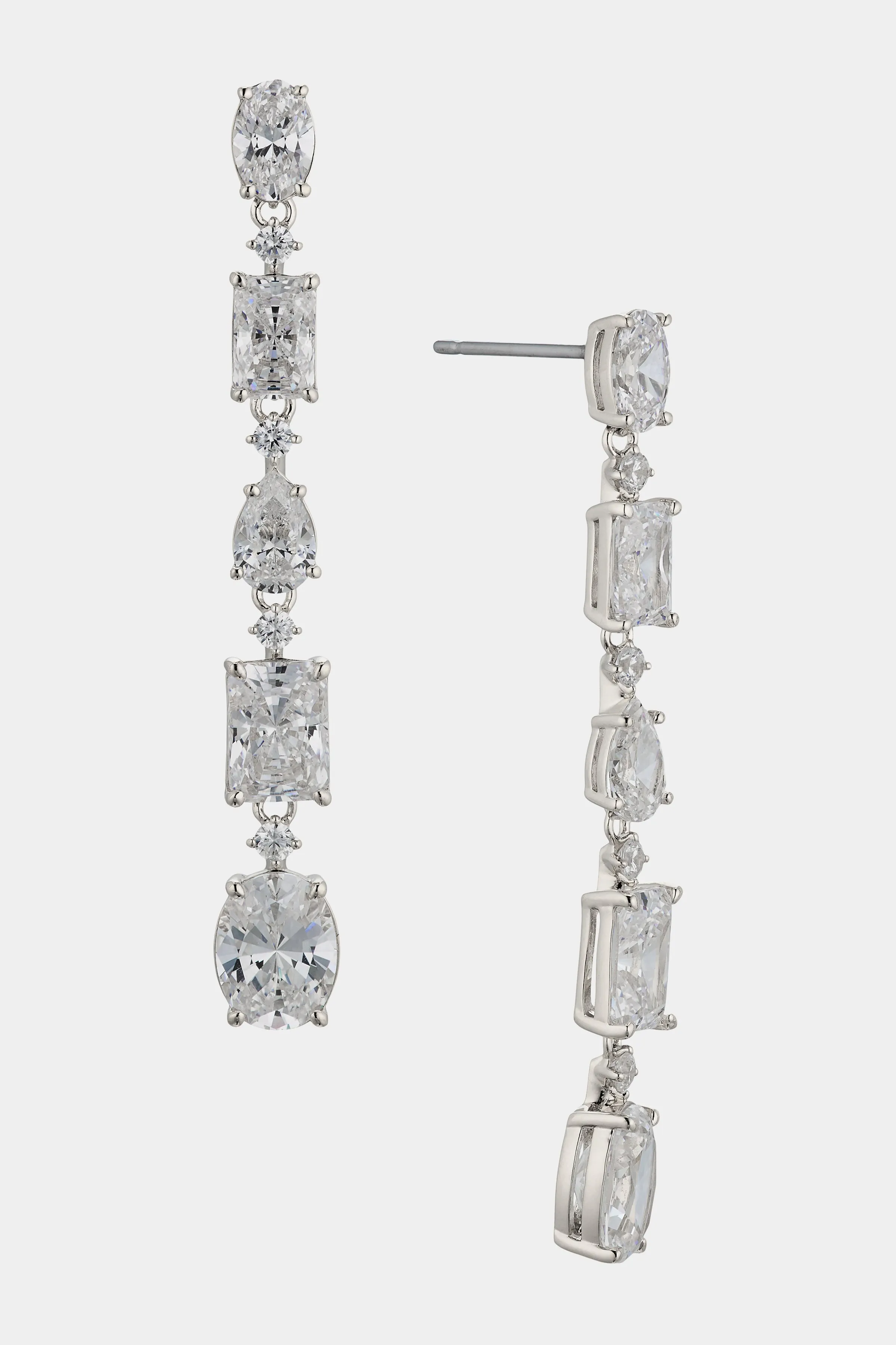 CORA MIXED CUT CZ LONG LINEAR EARRINGS