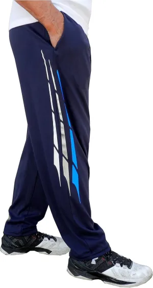 Crazee Wear Relaxed Fit Solid Navy Blue Pants for Men and Women with White, Grey and Blue Triton Design