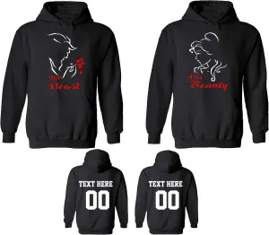 CRAZYDAISYWORLD His Her Beast Beauty Cartoon Rose Hoodie Crewneck Sweatshirt Tshirt & Tank top