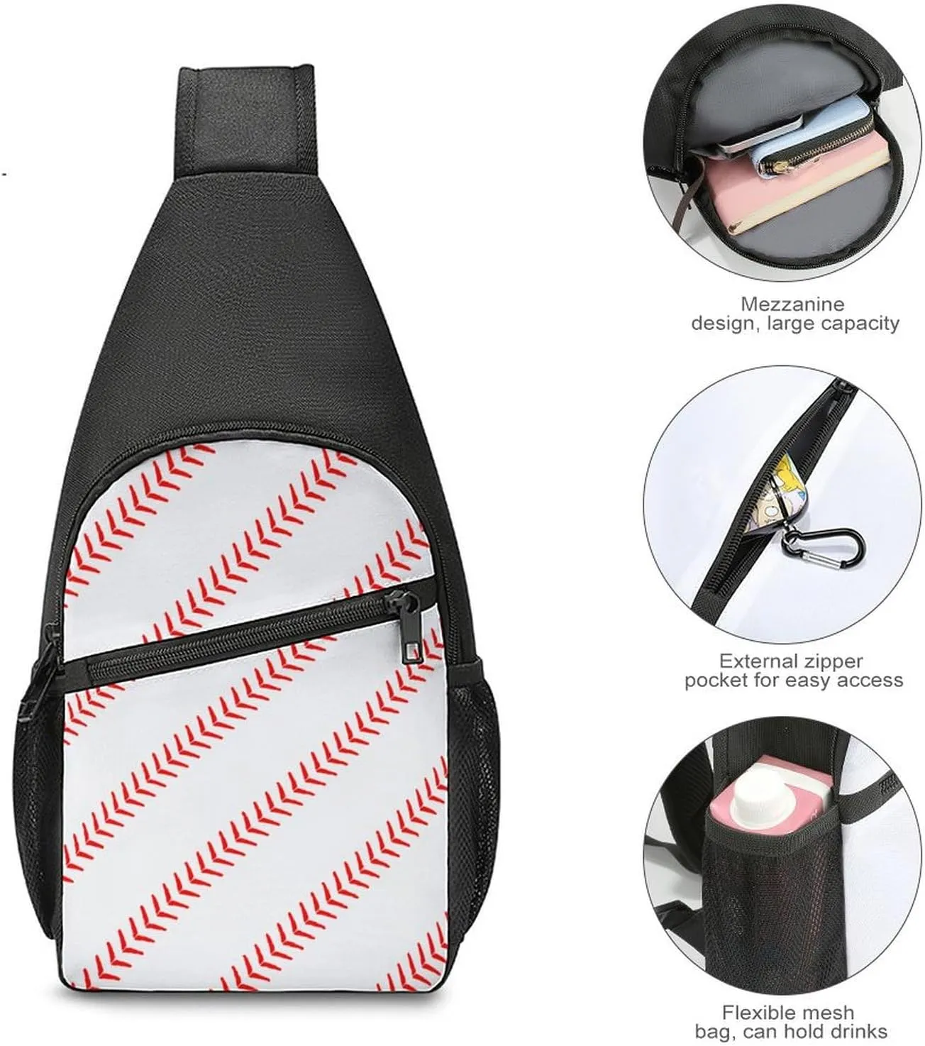 Cute Baseball Simple And Atmospheric Large Capacity Chest Bag