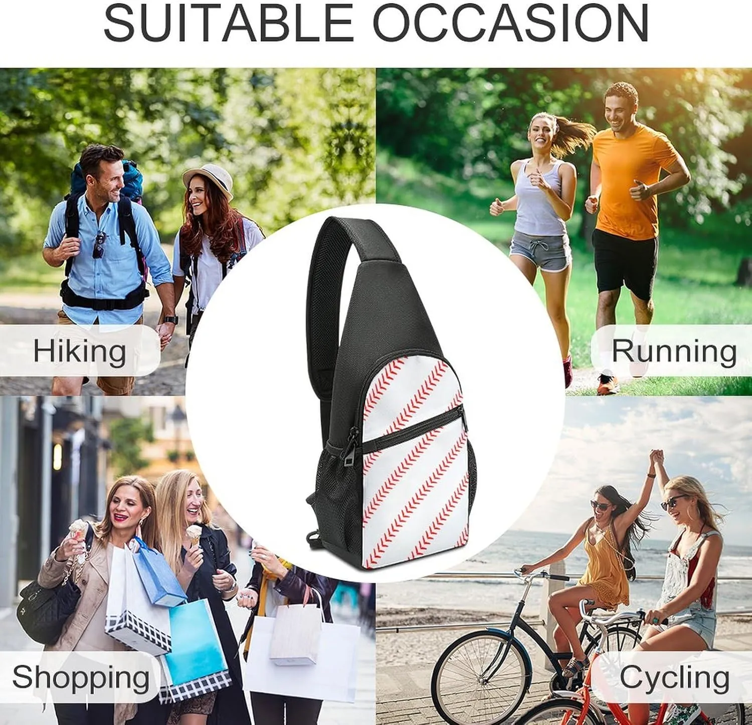 Cute Baseball Simple And Atmospheric Large Capacity Chest Bag
