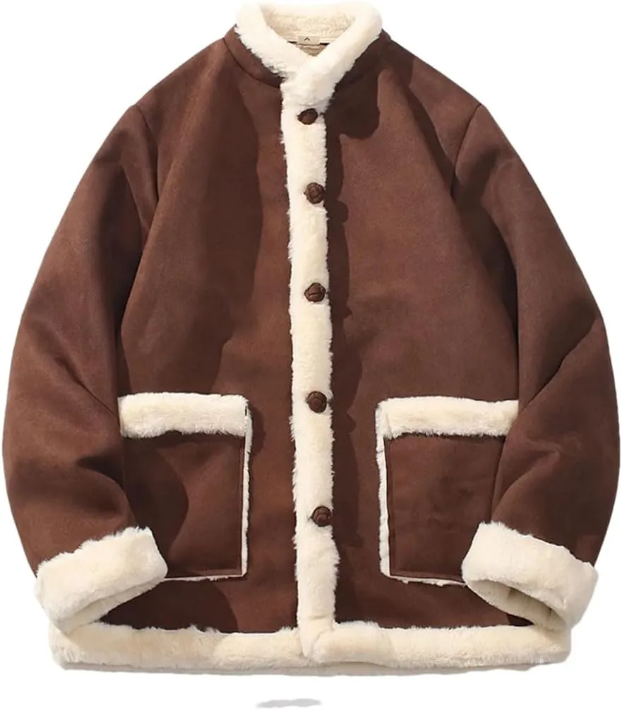 DBFBDTU Men Thick Jackets Warm Cotton Padded Men Loose Parkas Men Wool Liner Coat Chinese Style Jacket
