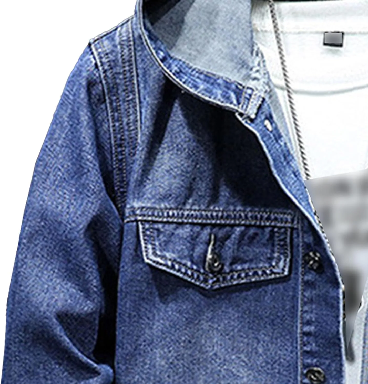 Denim Hoodie Jacket for Men Casual Button Down Jean Coats with Pocket Windproof Distressed Trucker Coat Streetwear