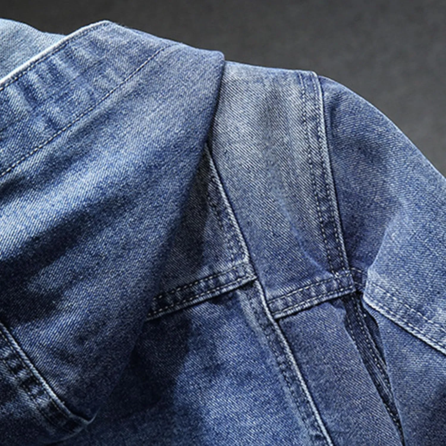 Denim Hoodie Jacket for Men Casual Button Down Jean Coats with Pocket Windproof Distressed Trucker Coat Streetwear