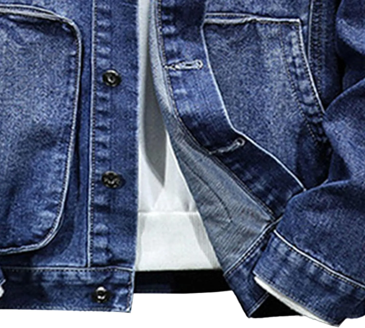 Denim Hoodie Jacket for Men Casual Button Down Jean Coats with Pocket Windproof Distressed Trucker Coat Streetwear