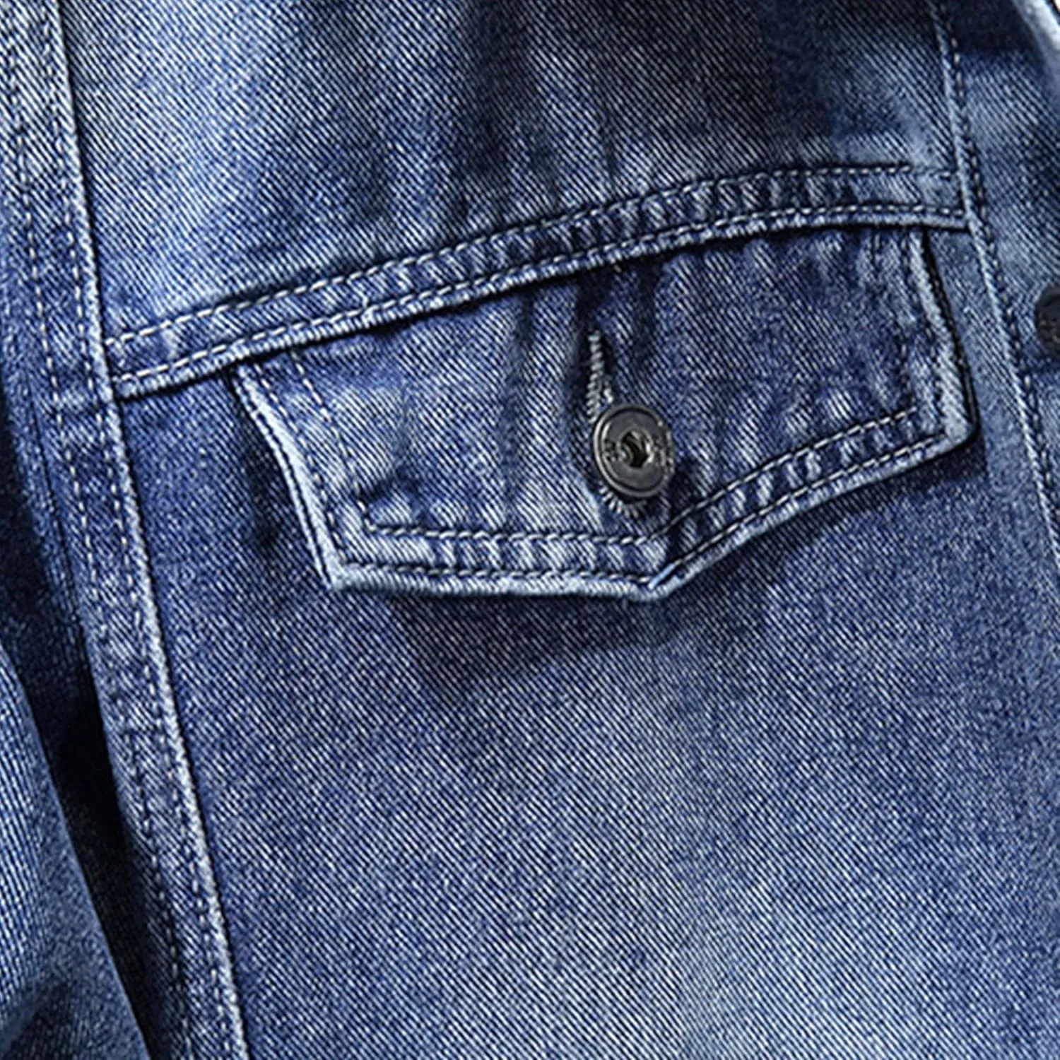 Denim Hoodie Jacket for Men Casual Button Down Jean Coats with Pocket Windproof Distressed Trucker Coat Streetwear