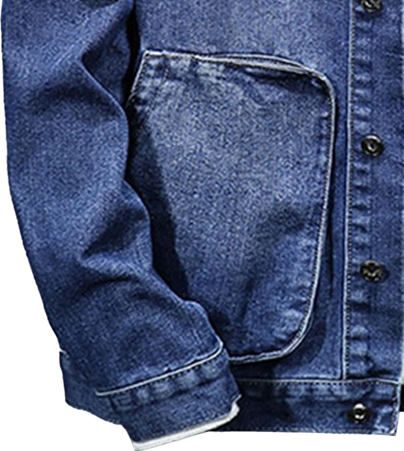 Denim Hoodie Jacket for Men Casual Button Down Jean Coats with Pocket Windproof Distressed Trucker Coat Streetwear