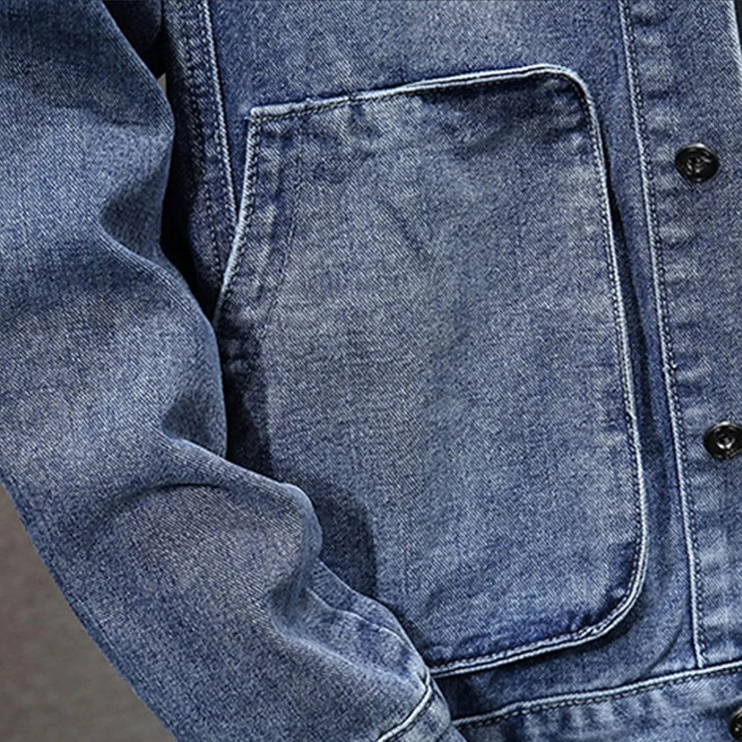 Denim Hoodie Jacket for Men Casual Button Down Jean Coats with Pocket Windproof Distressed Trucker Coat Streetwear